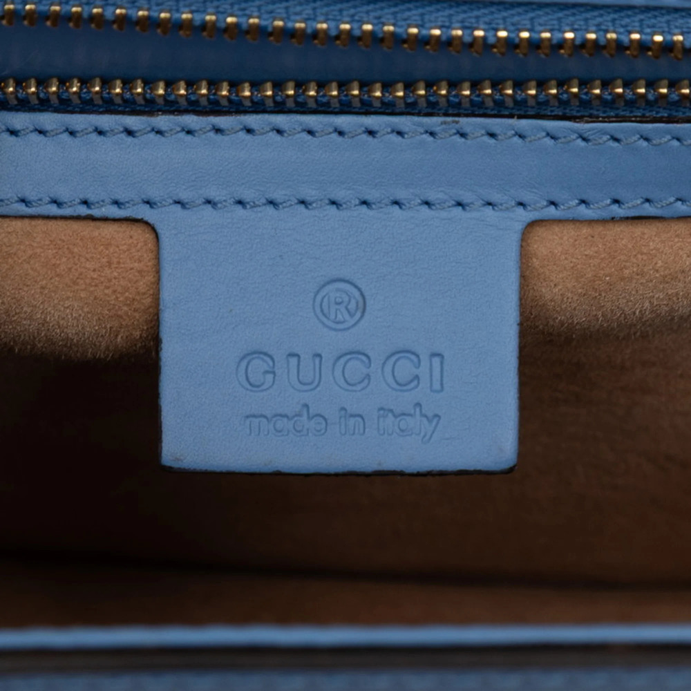 Gucci Sylvie Sherry Line Shoulder Bag 421882 Blue Leather Women's GUCCI - Picture 5 of 6